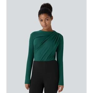 Halara NWT Halara Cowl Neck Ruched Long Sleeve‎ Slim Work Top - Size XS